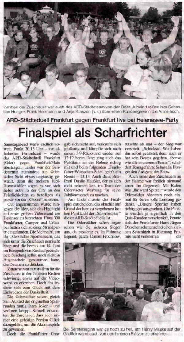 MOZ - Finalspiel als Scharfrichter