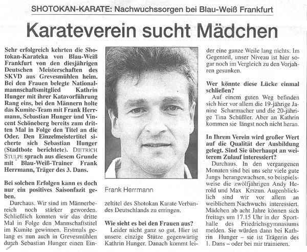 MOZ - Karateverein sucht Mädchen